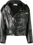 Balenciaga Biker Jacket, Women's, Size: 36, Black, Calf Leather/polyester/viscose