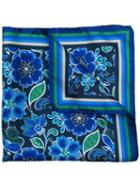 Kiton Floral Print Silk Scarf - Blue