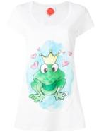 Ultràchic Frog Print T-shirt, Women's, Size: Large, White, Cotton