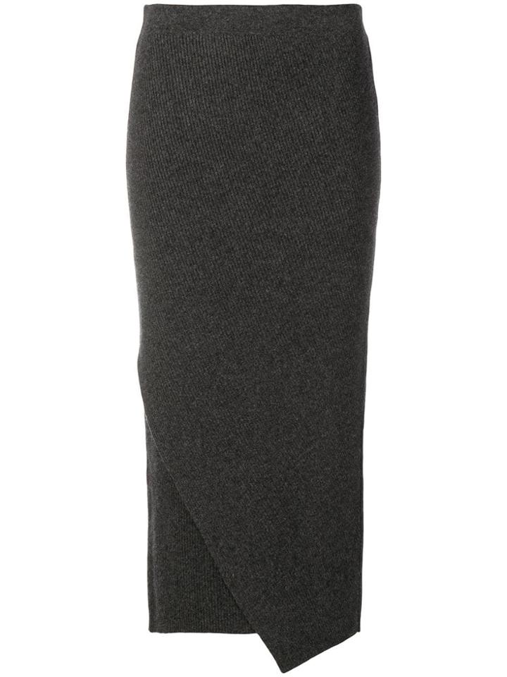Allude Asymmetric Knitted Skirt - Grey