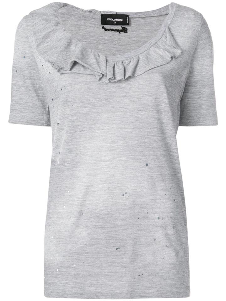 Dsquared2 Ruffle-trimmed T-shirt - Grey