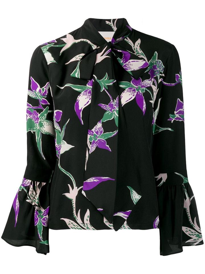 La Doublej Floral Print Shirt - Black