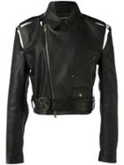 Y / Project - Cropped Biker Jacket - Men - Horse Leather - S, Black, Horse Leather
