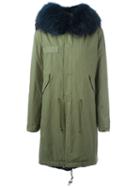 Mr & Mrs Italy Rabbit And Raccoon Fur Lined Parka, Women's, Size: Xs, Green, Cotton/lamb Nubuck Leather/rabbit Fur/viscose