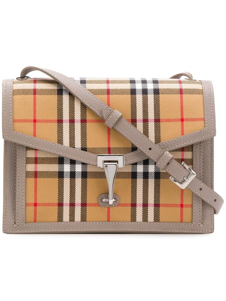Burberry Checked Foldover Bag - Brown