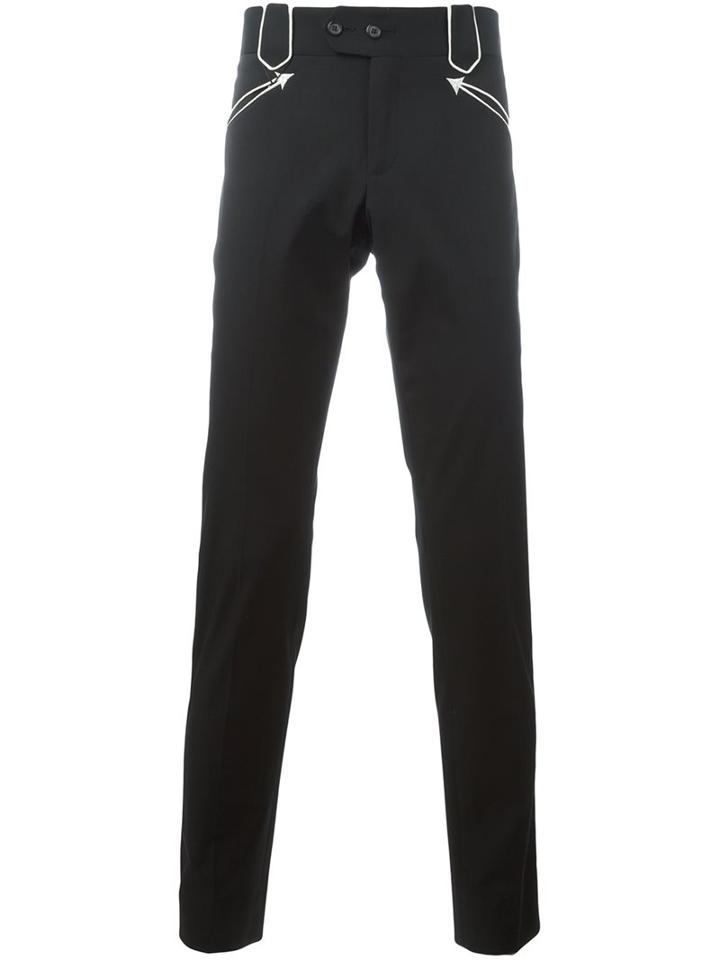 Dolce & Gabbana Straight Trousers, Men's, Size: 52, Black, Cotton/spandex/elastane/virgin Wool