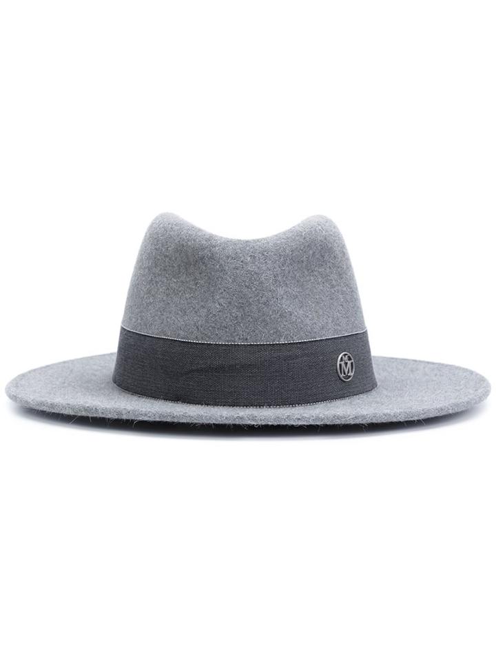 Maison Michel 'thadee' Hat, Men's, Size: Large, Grey, Rabbit Fur Felt