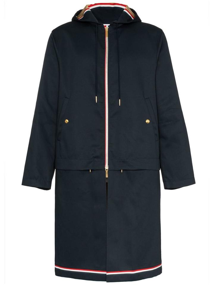 Thom Browne Detachable Hem Hooded Parka - Blue