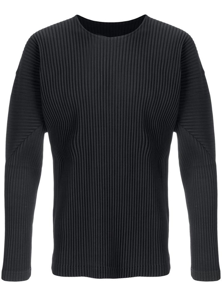 Homme Plissé Issey Miyake Pleated Long-sleeve Top - Black