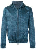Pal Zileri Jacquard Hooded Jacket, Men's, Size: 50, Blue, Polyamide/polyester