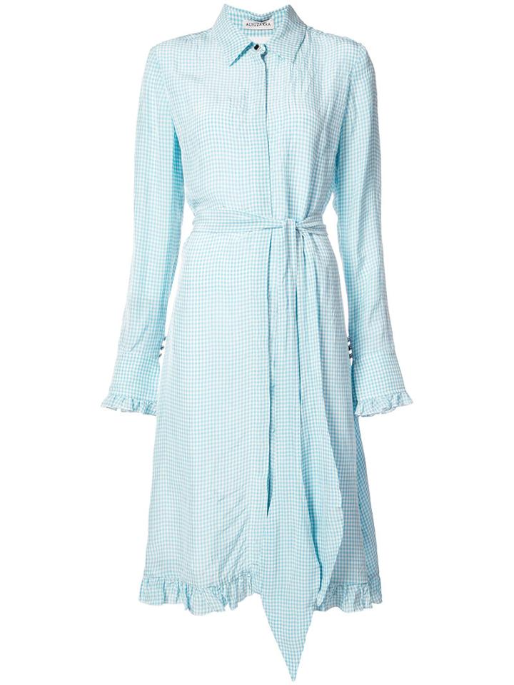 Altuzarra - Checked Day Dress - Women - Silk/polyester/viscose - 36, Blue, Silk/polyester/viscose