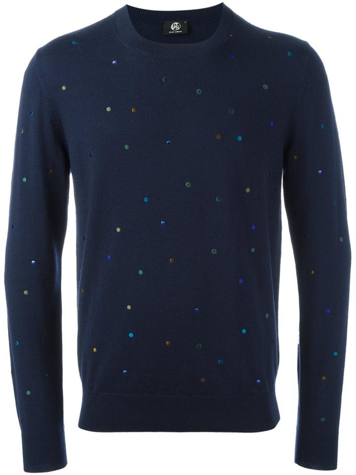 Ps By Paul Smith Dot Embroidered Jumper, Men's, Size: Xl, Blue, Merino
