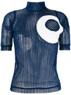 Richard Malone Sheer Stripe And Circle Top - Blue