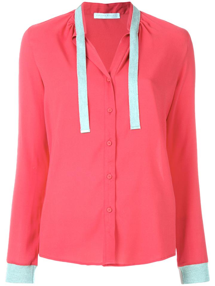 Fabiana Filippi Silk Neck Tie Blouse - Pink & Purple