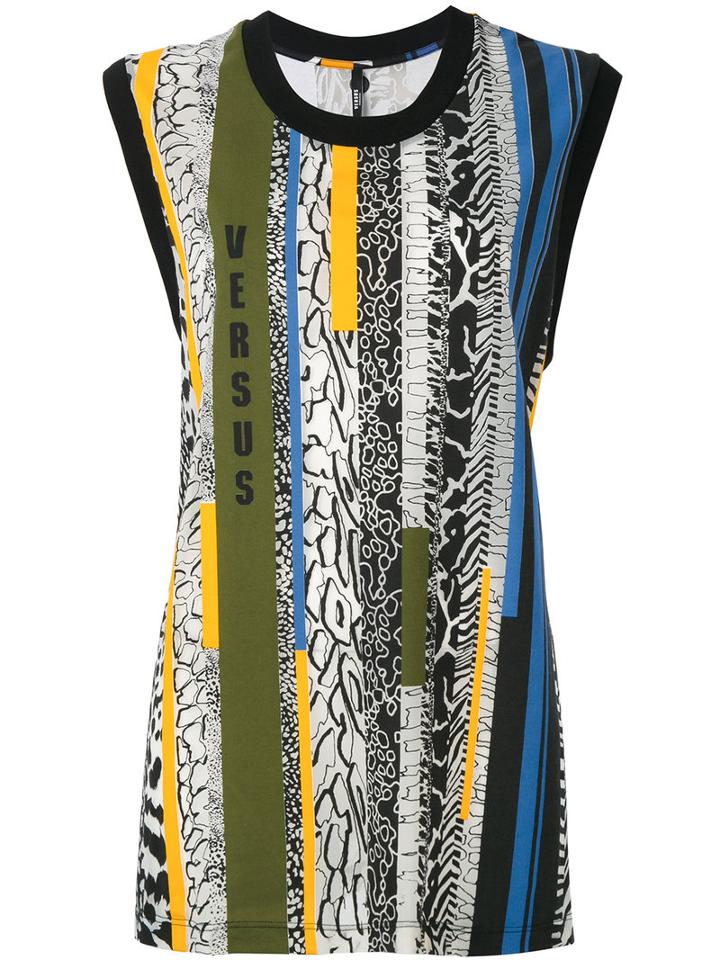 Versus - Multi-stripe Tank - Women - Cotton/polyester/spandex/elastane - M, Black, Cotton/polyester/spandex/elastane