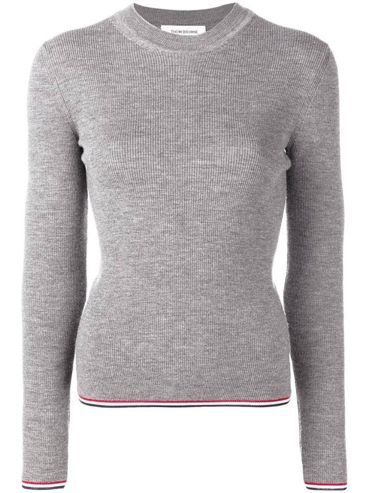Thom Browne Rwb Tipping Stripe Pullover - Grey