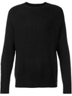 Deveaux Ribbed Crew Neck Jumper, Men's, Size: 2, Black, Cashmere