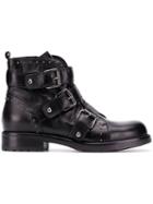 Albano Buckled Ankle Boots - Black