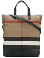 Burberry House Check Shoulder Bag, Men's, Black, Leather/cotton