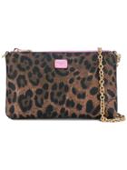 Dolce & Gabbana Mini Leopard Print Crepe Clutch - Brown