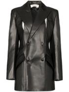 Aleksandre Akhalkatsishvili Slit Detail Leather Blazer - Black
