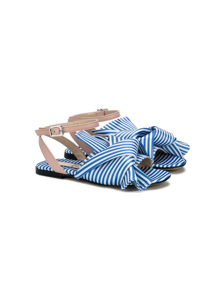 No21 Kids Striped Bow Sandals - Blue