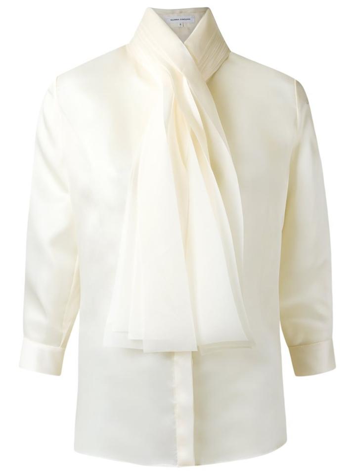 Gloria Coelho Bow Detail Shirt, Women's, Size: P, White, Silk/polyamide/polyester