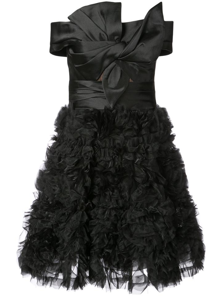 Marchesa Notte Off The Shoulder Ruffled Mini Dress - Black