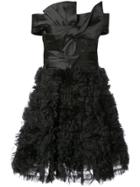 Marchesa Notte Off The Shoulder Ruffled Mini Dress - Black