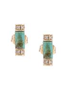 Sydney Evan 14kt Yellow Gold Stone Roll Turquoise And Diamond Stud