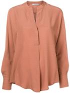 Vince Mandarin Collar Blouse - Neutrals