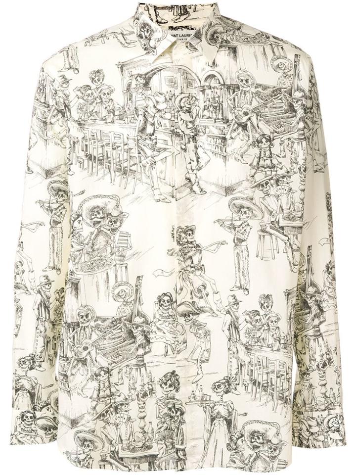 Saint Laurent Sketch Print Shirt - Black