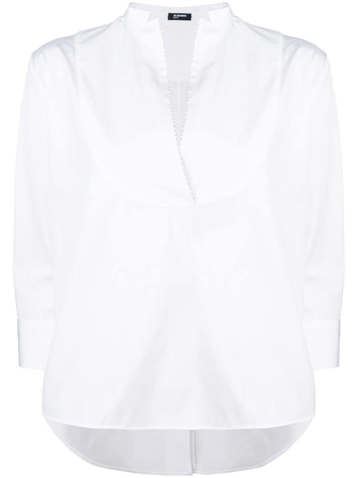 Jil Sander Navy Pom Pom Trim Shirt - White