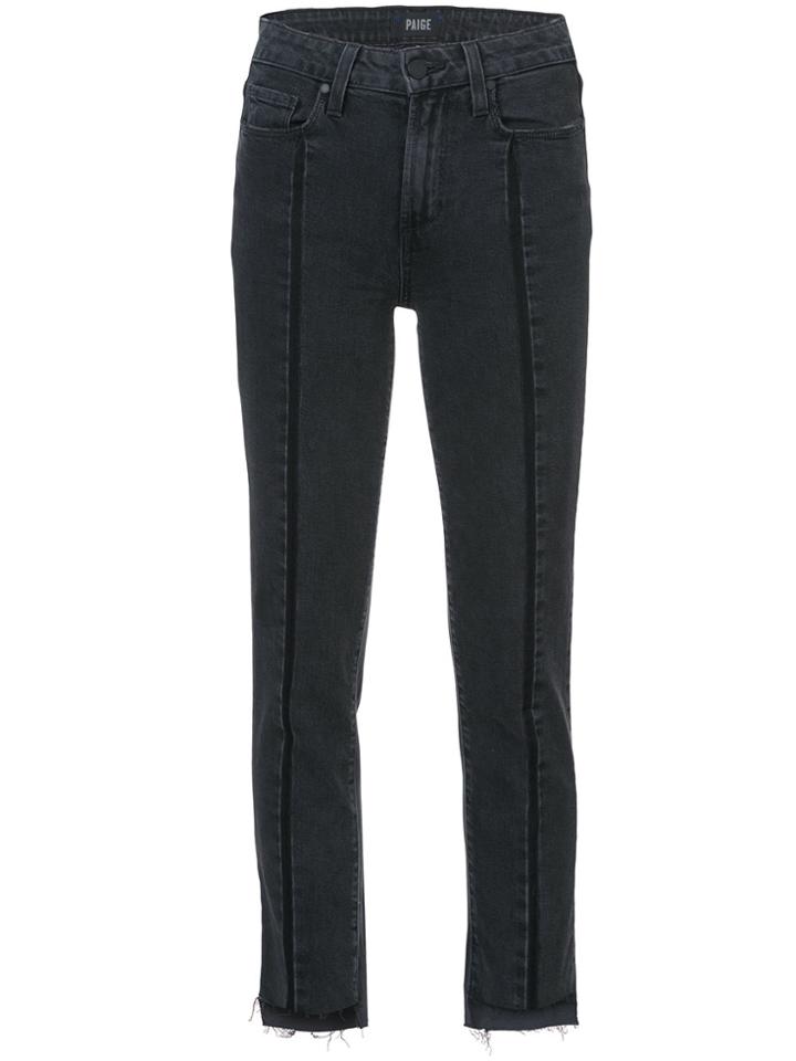 Paige Raw Hem Cropped Jeans - Black