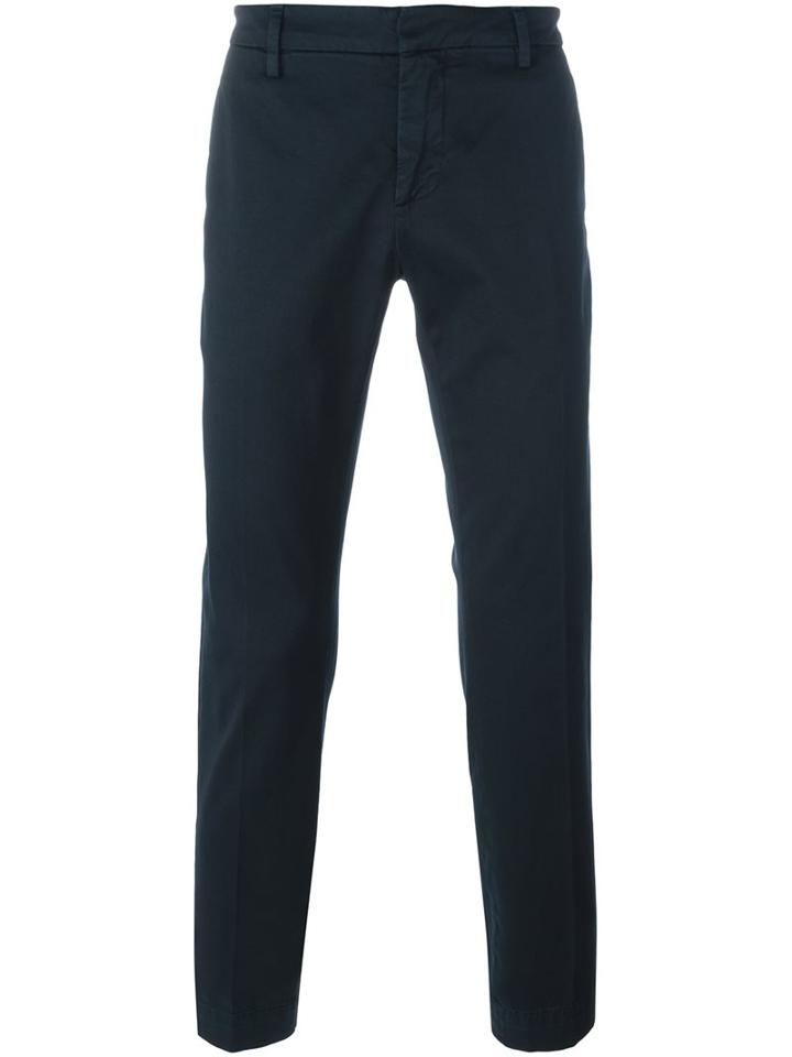 Dondup Straight Chino Trousers, Men's, Size: 31/34, Blue, Cotton/spandex/elastane