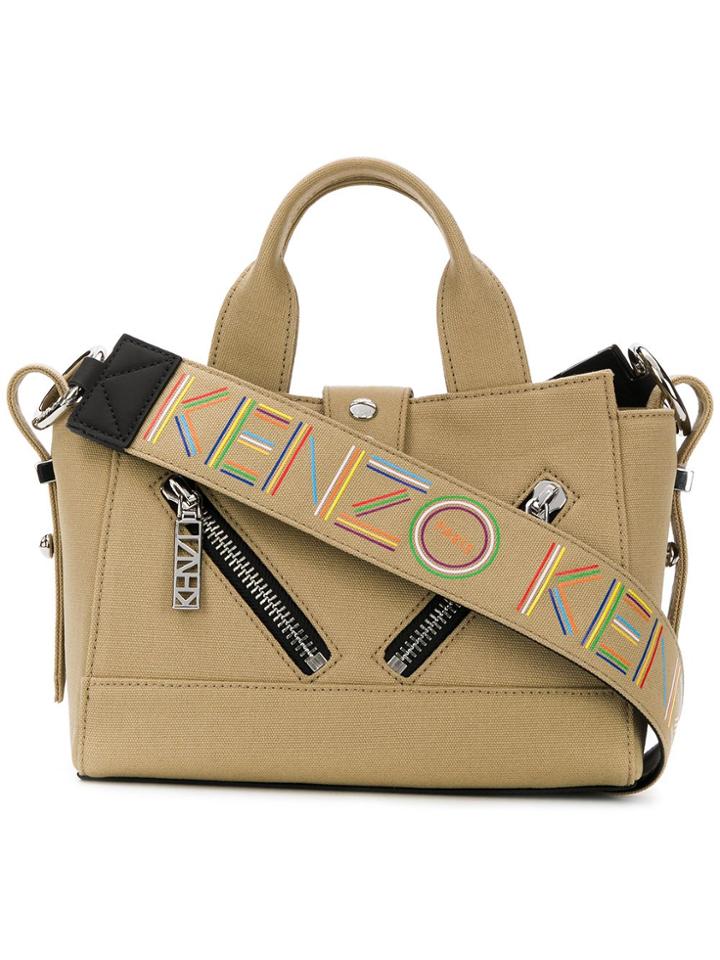 Kenzo Zip Detailed Tote Bag - Brown