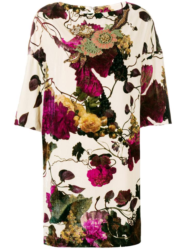Antonio Marras Floral Shift Dress - Nude & Neutrals