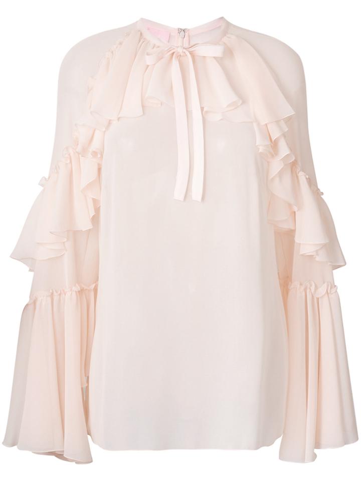 Giamba Sheer Frill Blouse - Pink & Purple