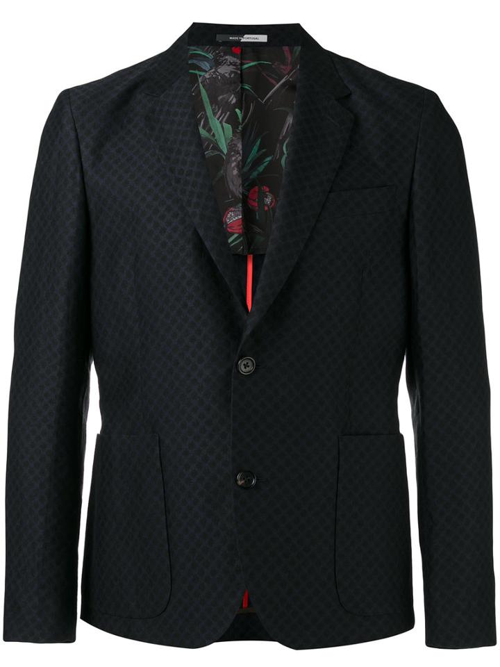 Ps By Paul Smith - Geometric Pattern Blazer - Men - Cotton/linen/flax/viscose - 50, Blue, Cotton/linen/flax/viscose