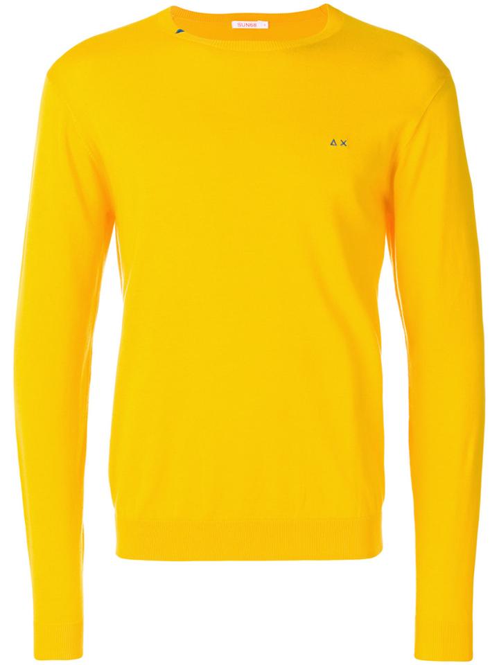 Sun 68 Neck Detail Sweater - Yellow & Orange