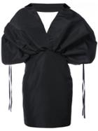 Leal Daccarett V-neck Exaggerated Gathered Dress - Black