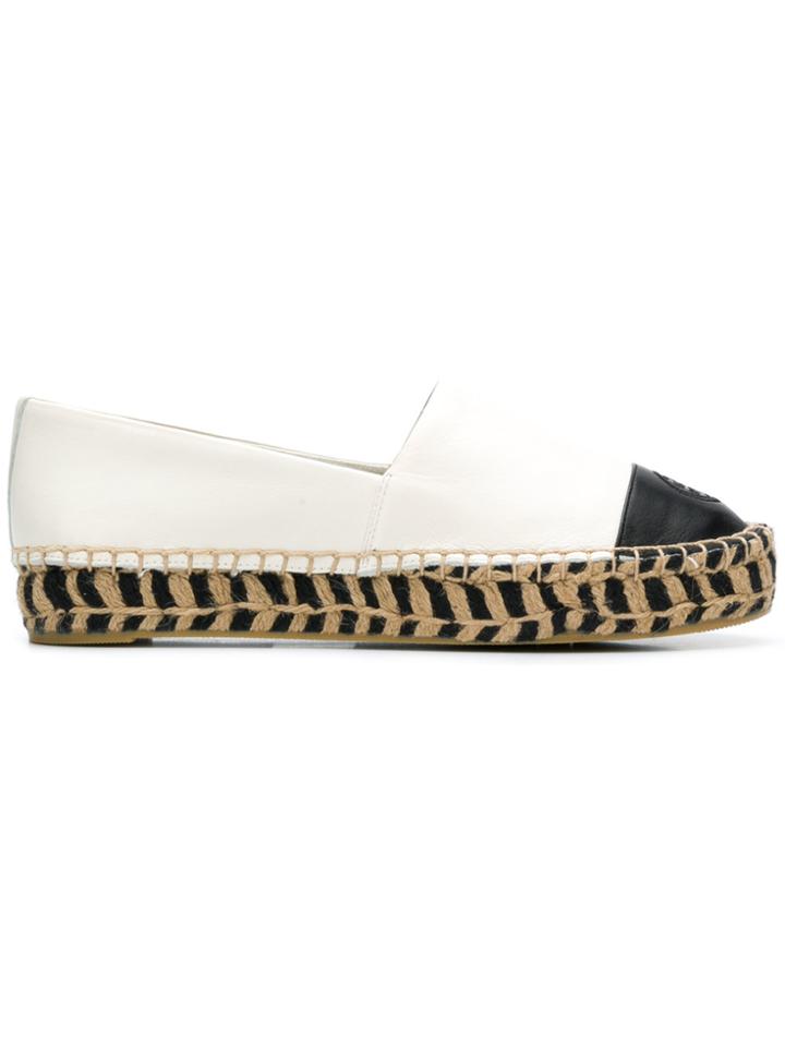 Tory Burch Colour Block Platform Espadrilles - White