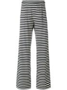 Max Mara Striped Flared Trousers - Black