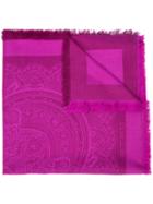 Etro - Fringed Shawl - Women - Silk/wool - One Size, Pink/purple, Silk/wool