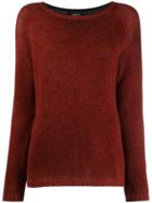 Avant Toi Ribbed Knit Detail Sweater - Red