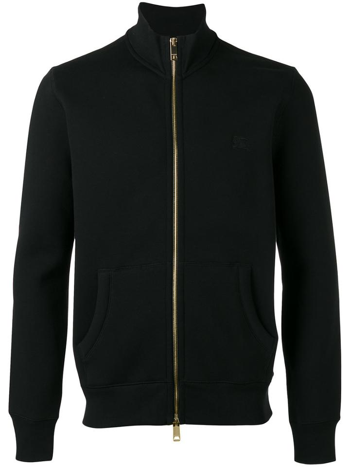 Burberry Logo Embroidered Zipped Sweatshirt, Men's, Size: Large, Black, Cotton/polyester