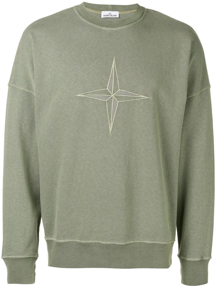 Stone Island Logo Embroidered Sweatshirt - Green