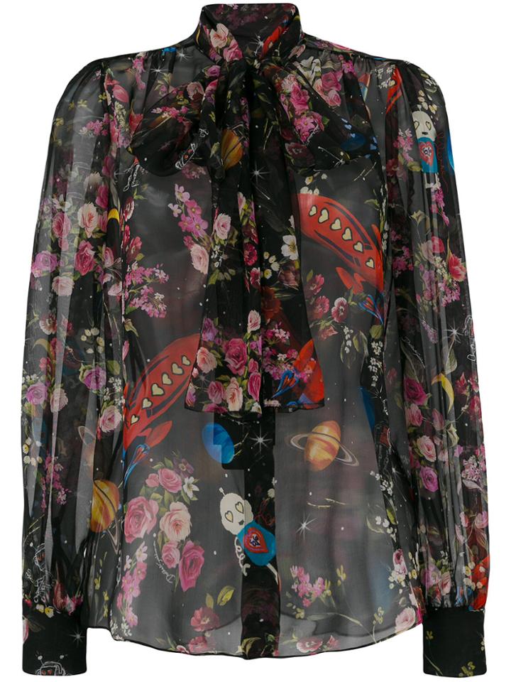 Dolce & Gabbana Floral Print Blouse - Black