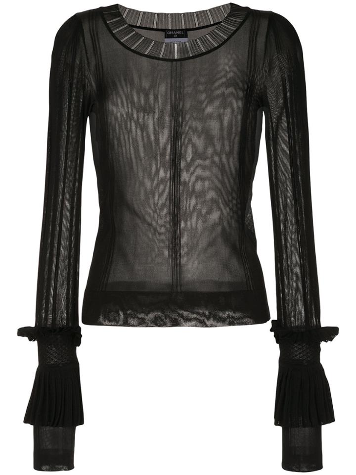 Chanel Vintage Sheer Slim Blouse - Black