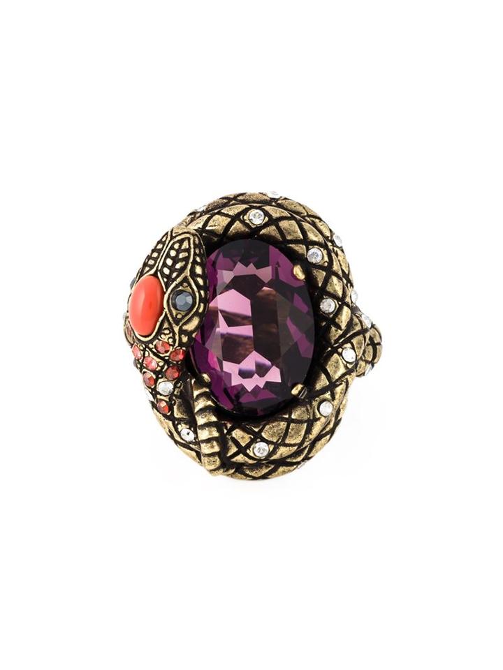 Lanvin Embellished Snake Ring, Women's, Size: 55, Yellow/orange, Glass/pewter